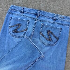 Silver Jeans Santorini Jeans Womens 18 Blue Bootcut Curvy Embroidered Casual